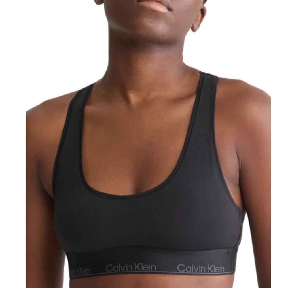 New CALVIN KLEIN Women's Black Organic Holiday Unlined Bralette Size L